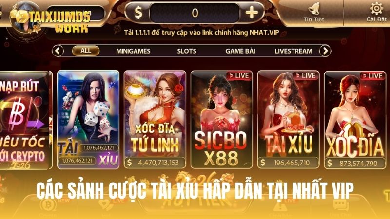 Các sảnh cược tài xỉu hấp dẫn nhất nên thử trên Nhatvip