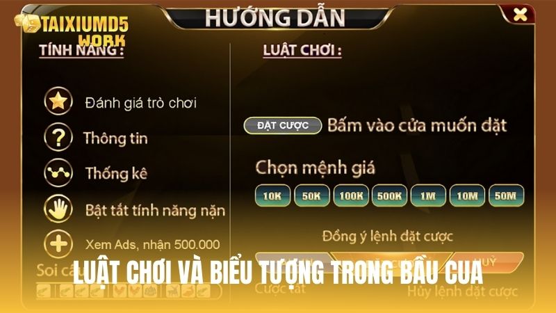 Hướng dẫn luật chơi và biểu tượng trong Bầu Cua online
